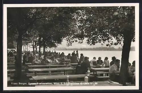 AK Wien, Schiffmühlen, Donau-Restaurant Franz Berger