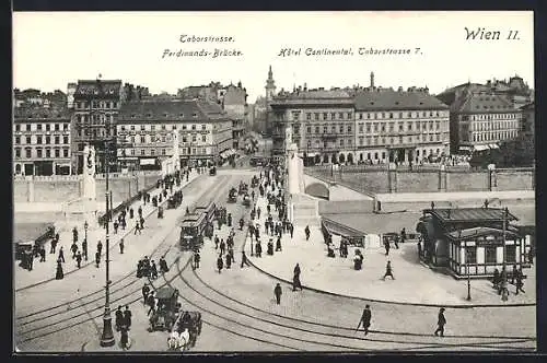 AK Wien, Hotel Continental, Taborstrasse 7, Ferdinands-Brücke