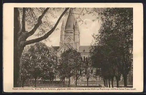 AK Wien, Kaiser-Jubiläumskirche, Erzherzog Karlplatz, Regierungsjubiläum Kaiser Franz Josef I.