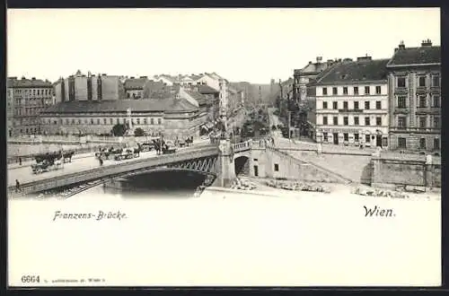 AK Wien, Franzens-Brücke und Strassenansicht