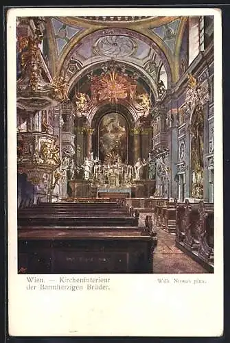 Künstler-AK Brüder Kohn (B.K.W.I) Nr.899 /4: Wien, Kircheninterieur der Barmherzigen Brüder