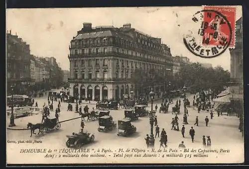 AK Paris, Immeuble de l`Équitable, Pl. de l`Opera, Bd. des Capucines, R. de la Paix