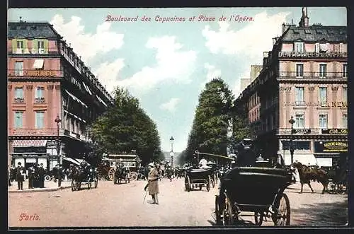 AK Paris, Boulevard des Capucines et Place de l`Opéra