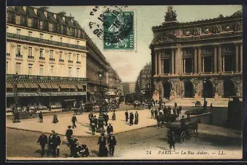 AK Paris, La Rue Auber, Strassenleben am Restaurant de la Paix