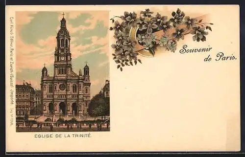 Lithographie Paris, Eglise de la Trinité