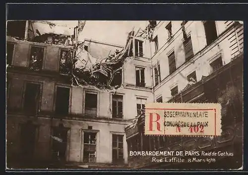 AK Paris, Bombardement de Paris, Raid de Gothas, Rue Laffitte 8 Mars 1918