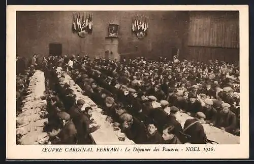 AK Paris, Oeuvre Cardinal Ferrri, Le Déjeuner des Pauvres, Noel 1926