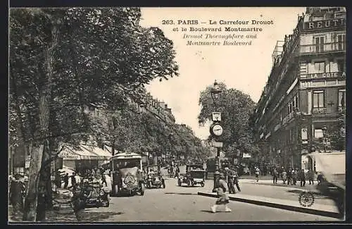 AK Paris, Le Carrefour Drouot et le Boulevard Montmartre