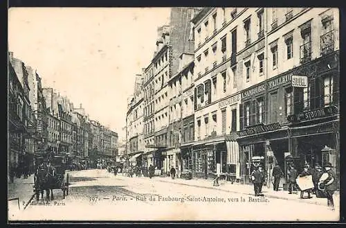 AK Paris, Rue du Faubourg-Saint-Antoine, vers la Bastille