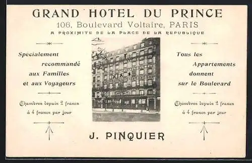 AK Paris, Grand Hotel du Prince, J. Pinquier