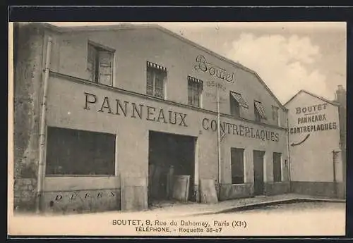 AK Paris, Boutet, Panneaux Contreplaques, 8 Rue du Dahomey