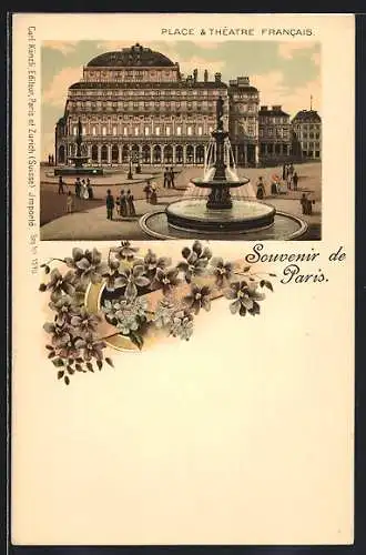 Lithographie Paris, Place & Théatre Francais