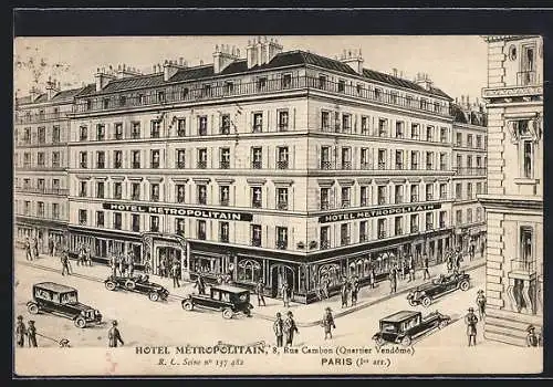 Künstler-AK Paris, Hotel Metropolitain, 8, Rue Cambon