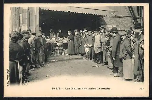 AK Paris, Les Halles Centrales le matin, Marktszene