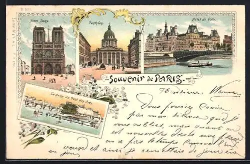 AK Paris, Hôtel de Oille, Panthéon, La Seine du Pont des Arts, Notre Dame