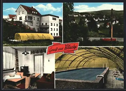 AK Bleche, Haus Wiesengrund E. Berkenkopf, mit Hallenbad