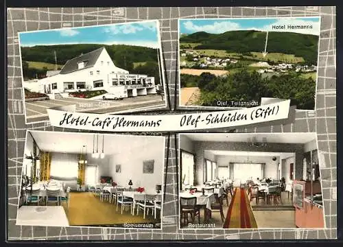 AK Olef-Schleiden /Eifel, Hotel-Café Hermanns mit Innenansicht