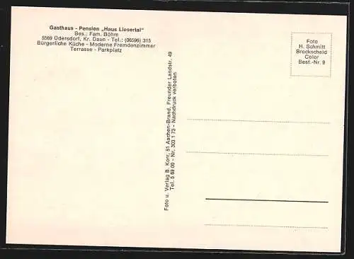 AK Üdersdorf /Daun, Gasthaus-Penion Haus Lieserthal, Bes. Fam. Böhm