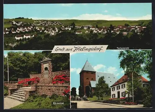 AK Frielingsdorf, Ehrenmal, Partie an der Kirche