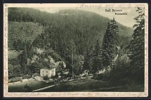 AK Bad Reinerz, Blick zum Gasthaus Waldmühle