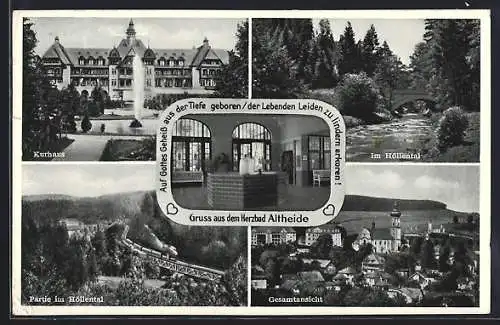 AK Bad Altheide, Kurhaus, Höllental, Ortspanorama