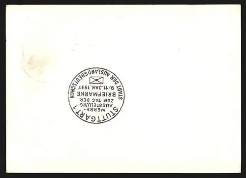 AK Stempel Stuttgart, Werbeausstellung zum Tag der Briefmarke 1937, Ganzsache