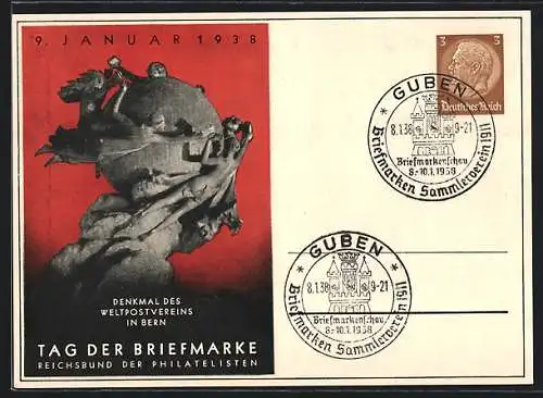 AK Stempel Guben, Briefmarkenschau 1938, Ganzsache