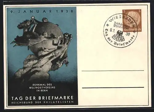 AK Stempel Wiesbaden, Tag der Briefmarke 1938, Ganzsache