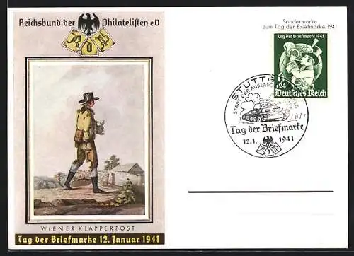 AK Stempel Stuttgart, Tag der Briefmarke 1941