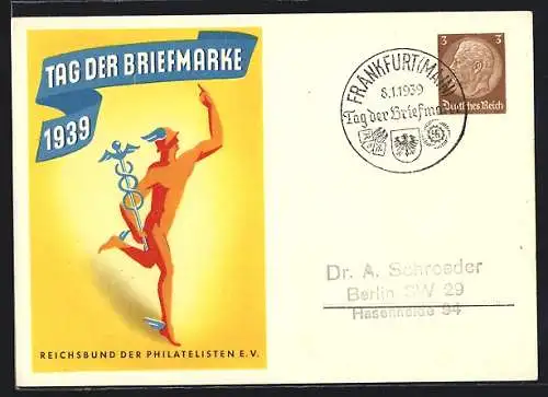 AK Stempel Frankfurt /Main, Tag der Briefmarke 1939, Ganzsache
