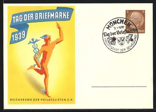 AK Stempel München, Tag der Briefmarke 1939, Ganzsache