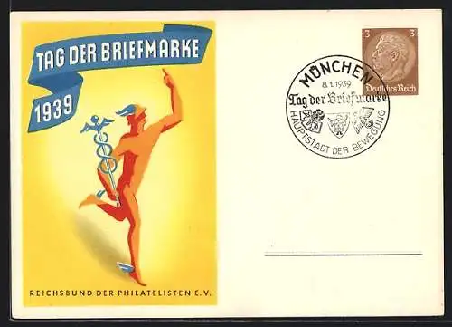 AK Stempel München, Tag der Briefmarke 1939, Ganzsache
