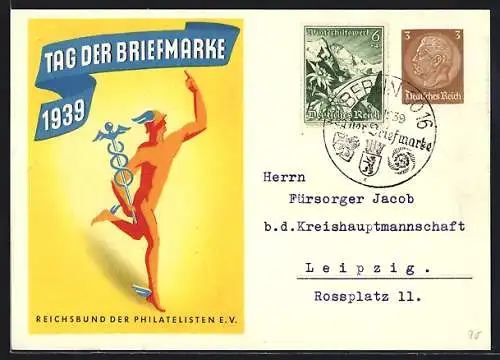 AK Stempel Berlin, Tag der Briefmarke 1939, Ganzsache