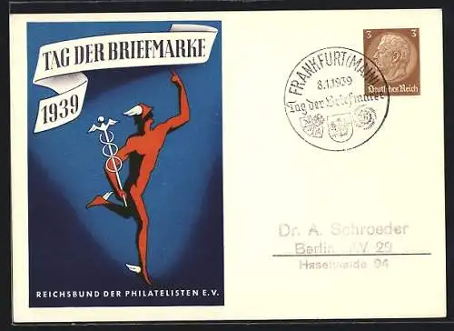AK Stempel Frankfurt /Main, Tag der Briefmarke 1939, Ganzsache