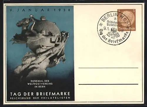 AK Stempel Berlin, Tag der Briefmarke 1938, Ganzsache