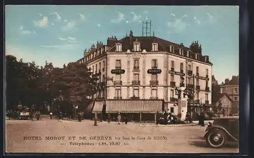 AK Dijon, Hotel Morot et de Genève en face la Gare