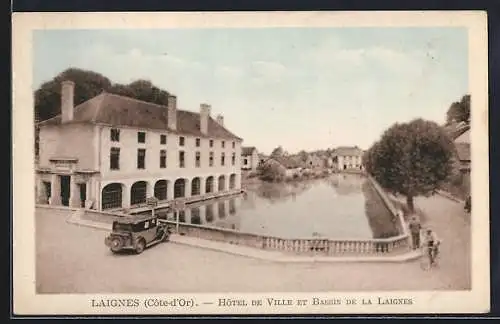 AK Laignes /Côte-d`Or, Hôtel de Ville et Bassin de la Laignes