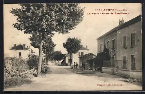 AK Les Laumes, La Poste, Route de Pouillenay