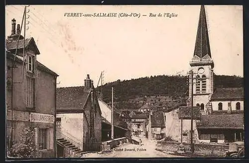 AK Verrey-sous-Salmaise, Rue de l`Eglise, Strassenpartie