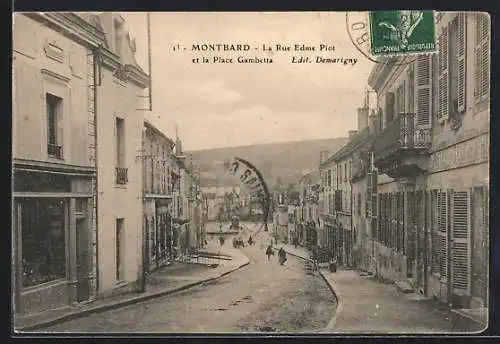 AK Montbard, La Rue Edme Piot et la Place Gambetta