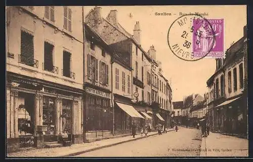 AK Saulieu, Rue du Marché, Strassenpartie