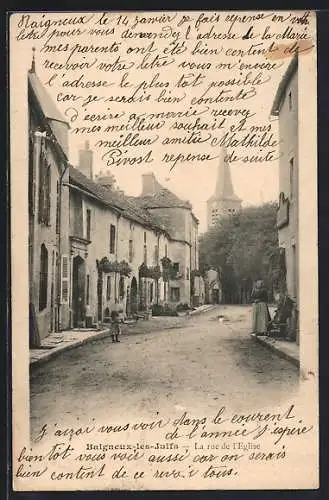 AK Baigneux-les-Juifs, La Rue de l`Eglise