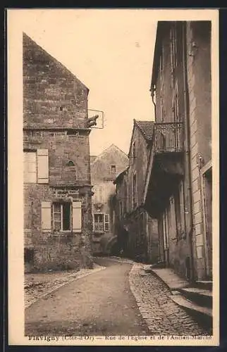 AK Flavigny /Cote-d`Or, Rue de l`eglise et de l`Ancien-Marché