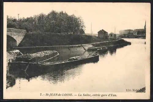 AK Saint-Jean-de-Losne, La Saône, entrée gare d`Eau