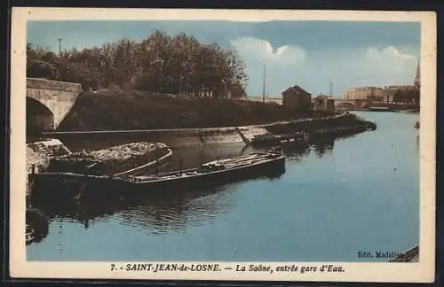 AK Saint-Jean-de-Losne, La Saône, entrée gare d`Eau