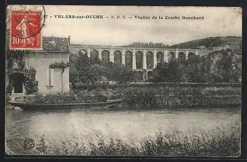 AK Velars-sur-Ouche, Viaduc de la Combe Bouchard et maison au bord de l`eau
