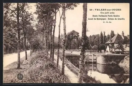 AK Velars-sur-Ouche, Canal de Bourgogne, Ecluse du Crucifix, Route Nationale Paris-Genève