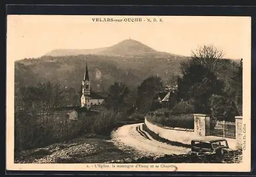 AK Velars-sur-Ouche, l`Église, la montagne d`Étang et sa Chapelle