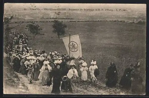 AK Velars-sur-Ouche, Procession du Pélerinage de N.-D. d`Etang