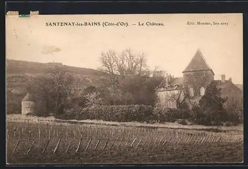 AK Santenay-les-Bains, Le Château et vignobles en arrière-plan